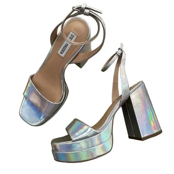 NWOT Steve Madden warped platform sandal size 9.5 - Picture 4 of 6